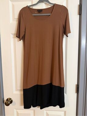 J. Jill Brown and Black Colorblock Midi Dress